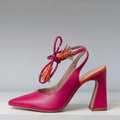 Fuchsia Tassel Tie Block Heel