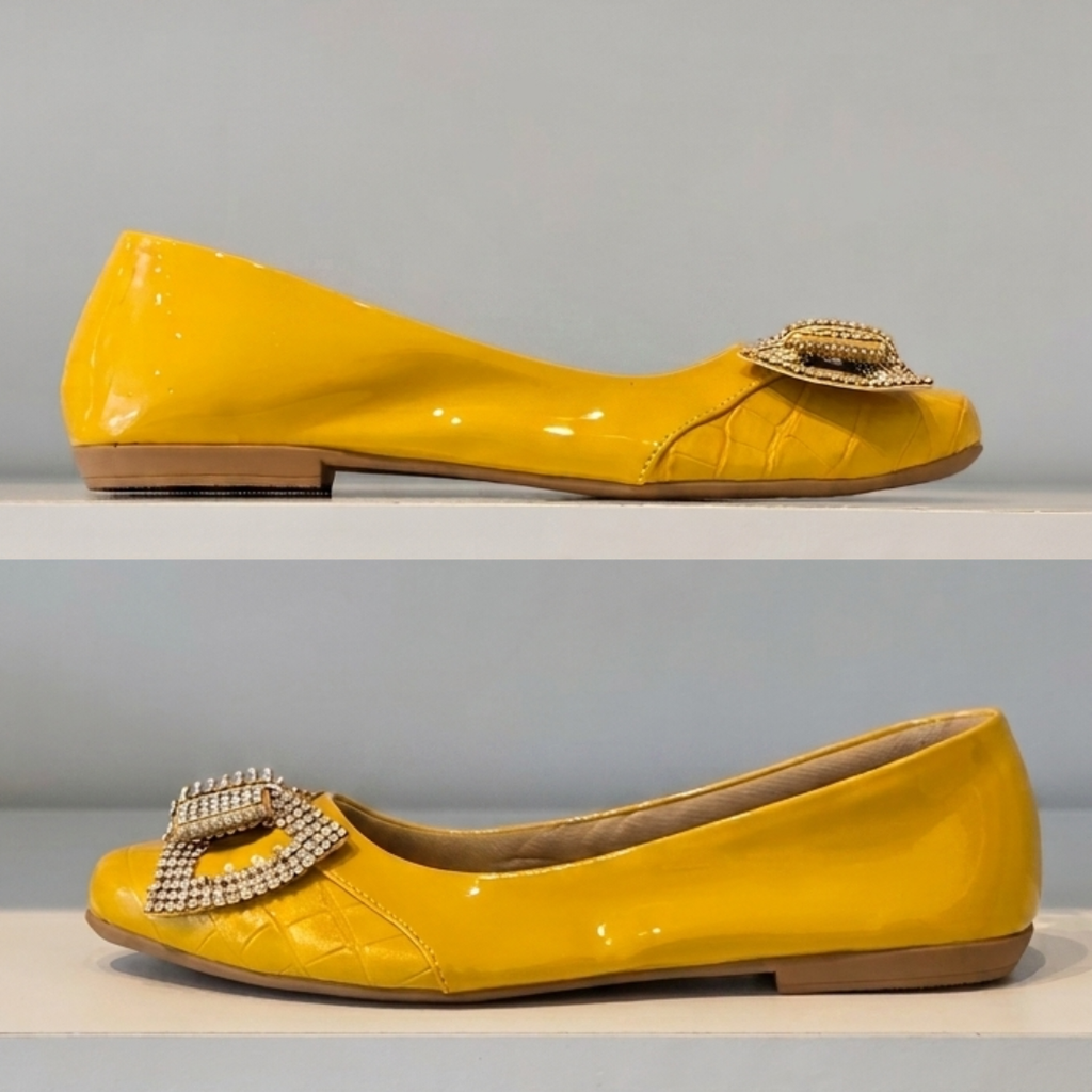 Yellow Rhinestone Ballet Flat