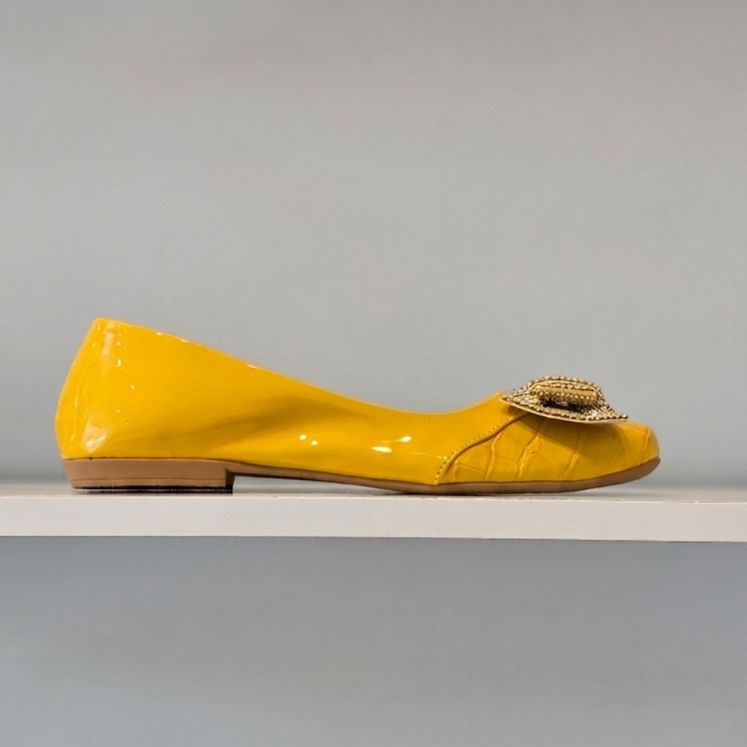 Yellow Rhinestone Ballet Flat